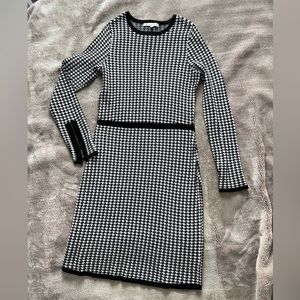 Houndstooth Sweater Dress with Zipper detail on sleeve